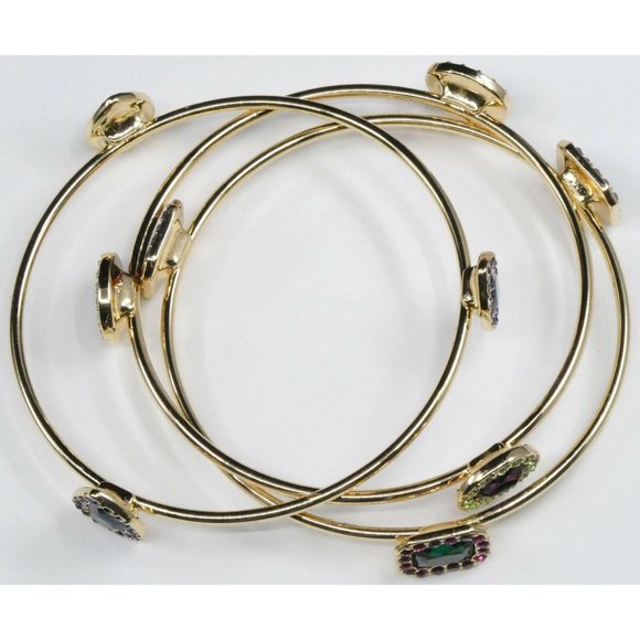 INC Gold-Tone 3-Piece Multi-Stone Bangle Bracelets: Stylish Elegance - Picture 2 of 3